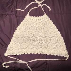 White halter crochet crop top